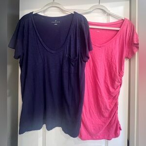 Caslon Ruched Blue and Pink T-Shirts (Nordstrom)